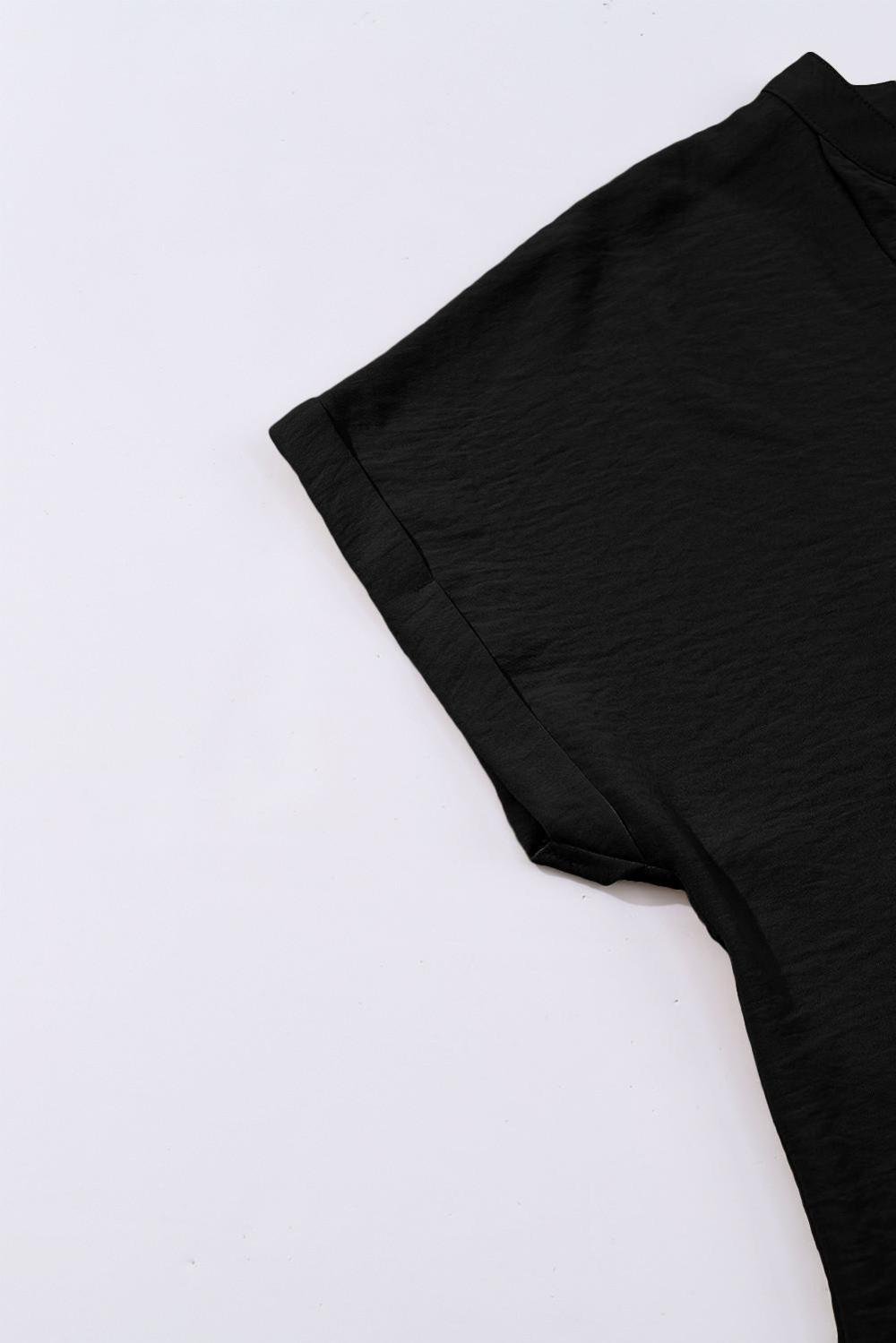 Blouses | Women Black Notched Neck Batwing Sleeve Blouse