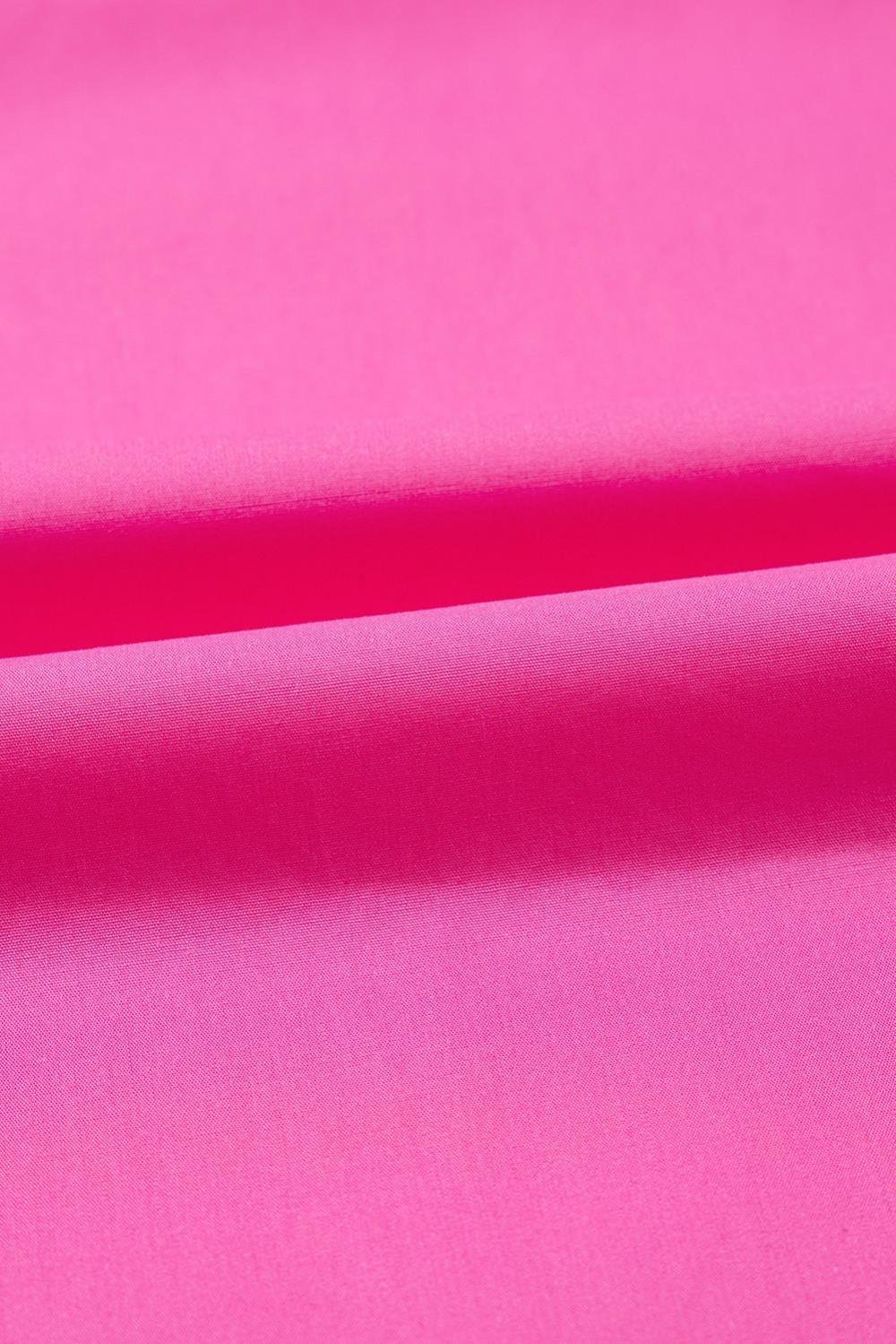 Blouses | Women Bright Pink Scallop Trim V Neck Layered Short Sleeve Blouse