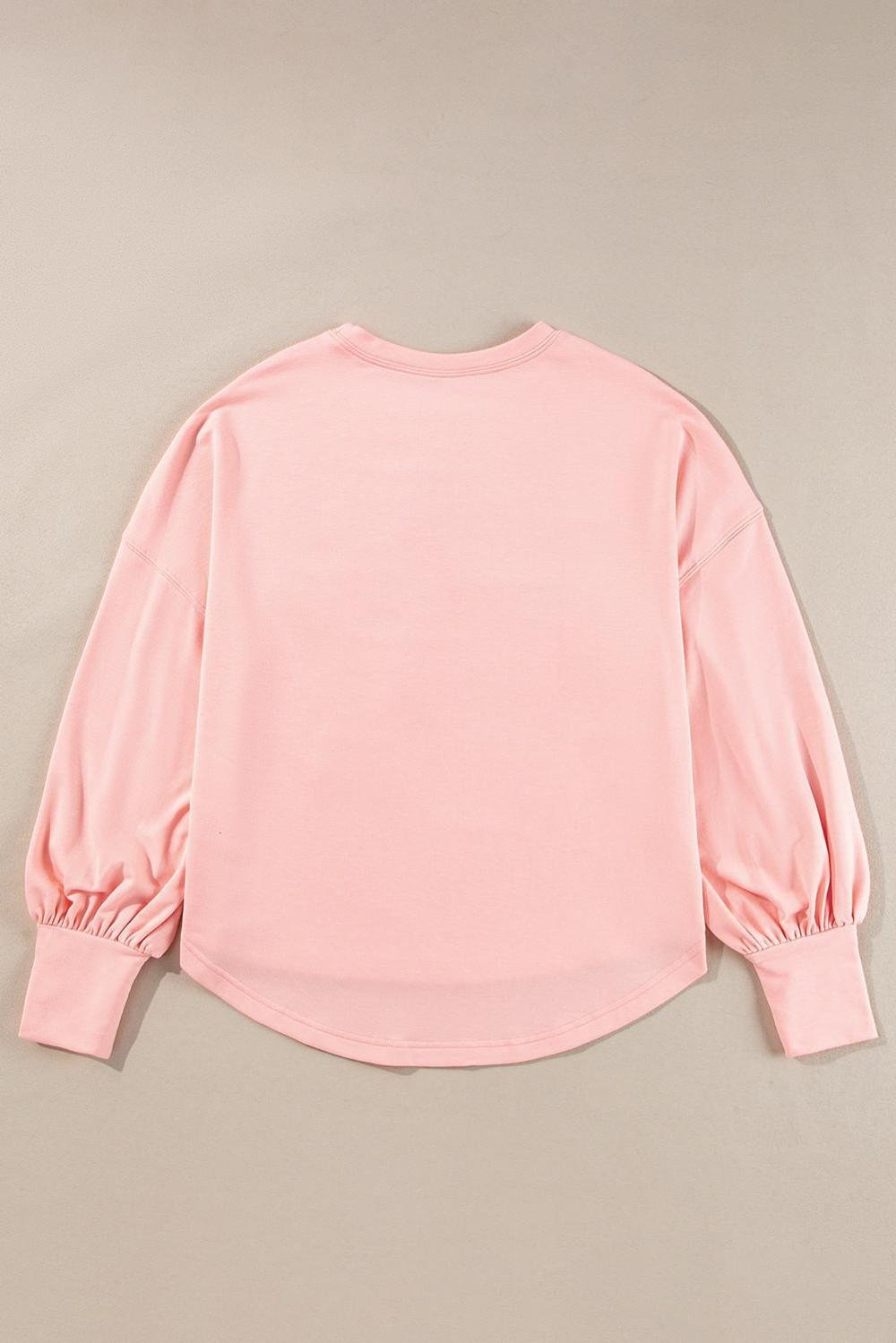 Long Sleeve Tops | Women Gossamer Pink Studded Star Graphic Oversized Top