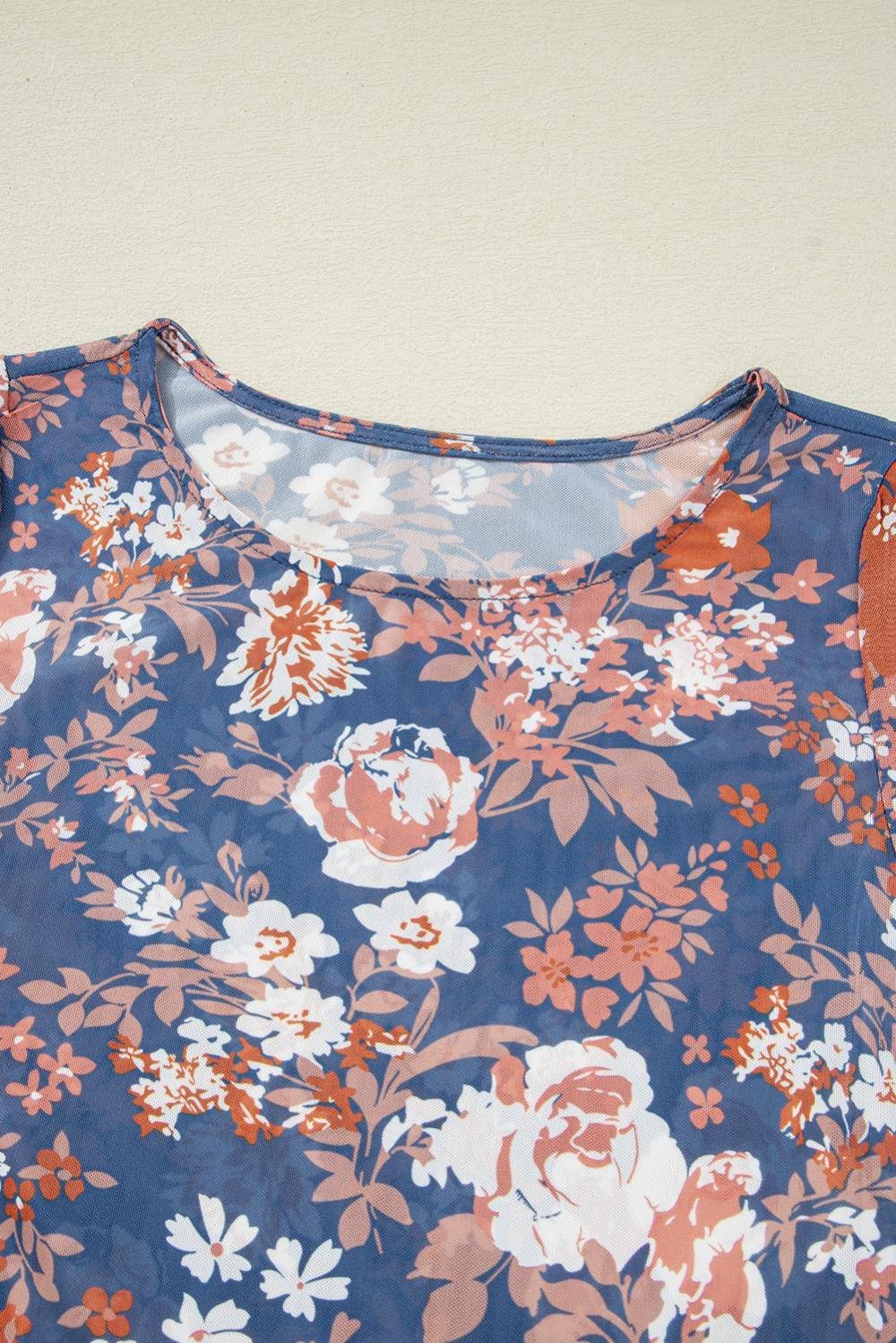 Long Sleeve Tops | Women Orchid Petal Allover Floral Print Mesh Long Sleeve Top