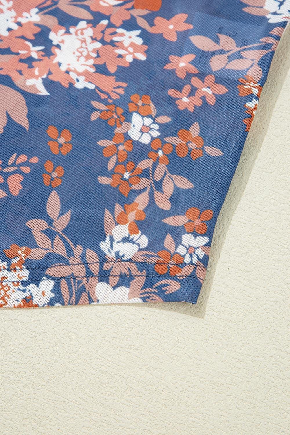 Long Sleeve Tops | Women Orchid Petal Allover Floral Print Mesh Long Sleeve Top