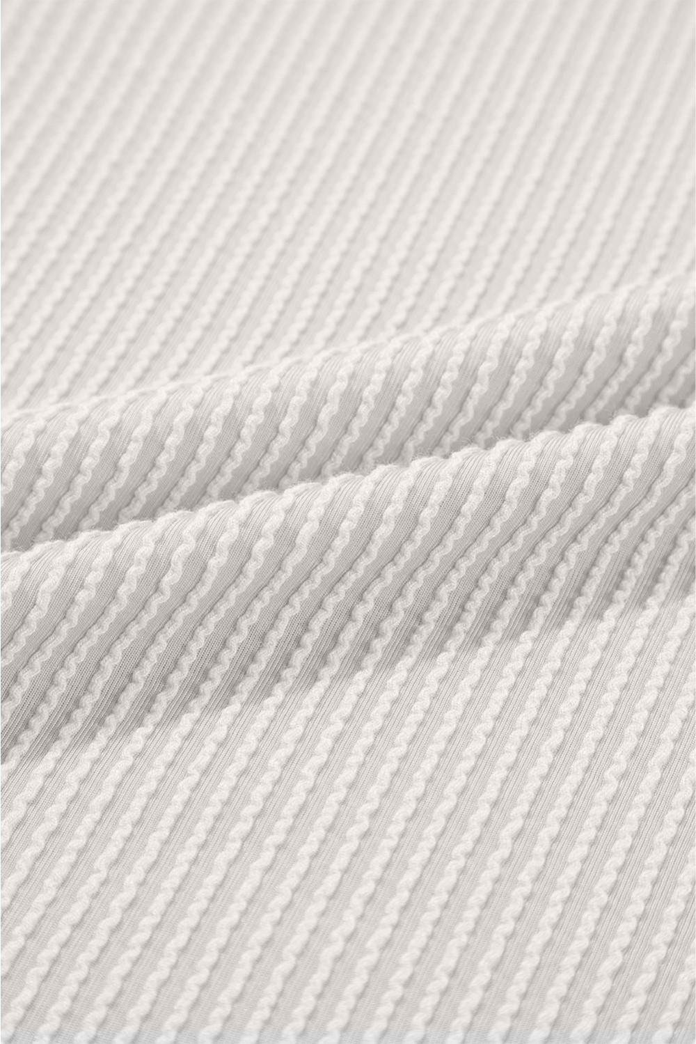 Long Sleeve Tops | Women White Solid Color Corded Drop Shoulder 3/4 Sleeve V Neck Top