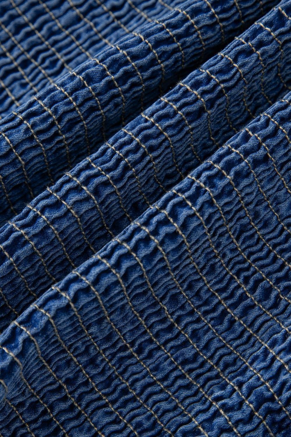 Sleeveless Tops | Women Sail Blue Vintage Bow Front Smocked Back Denim Tube Top