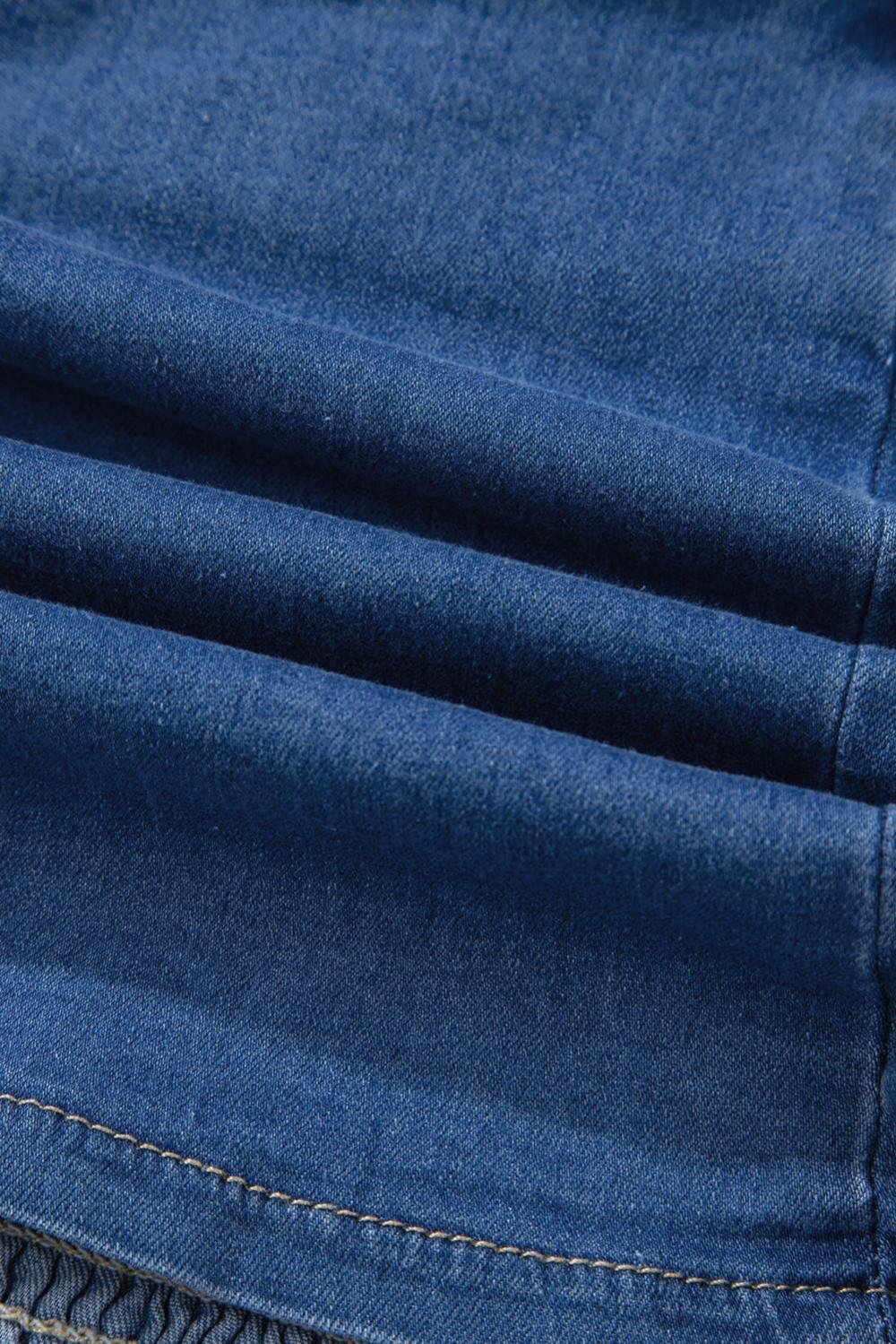 Sleeveless Tops | Women Sail Blue Vintage Bow Front Smocked Back Denim Tube Top