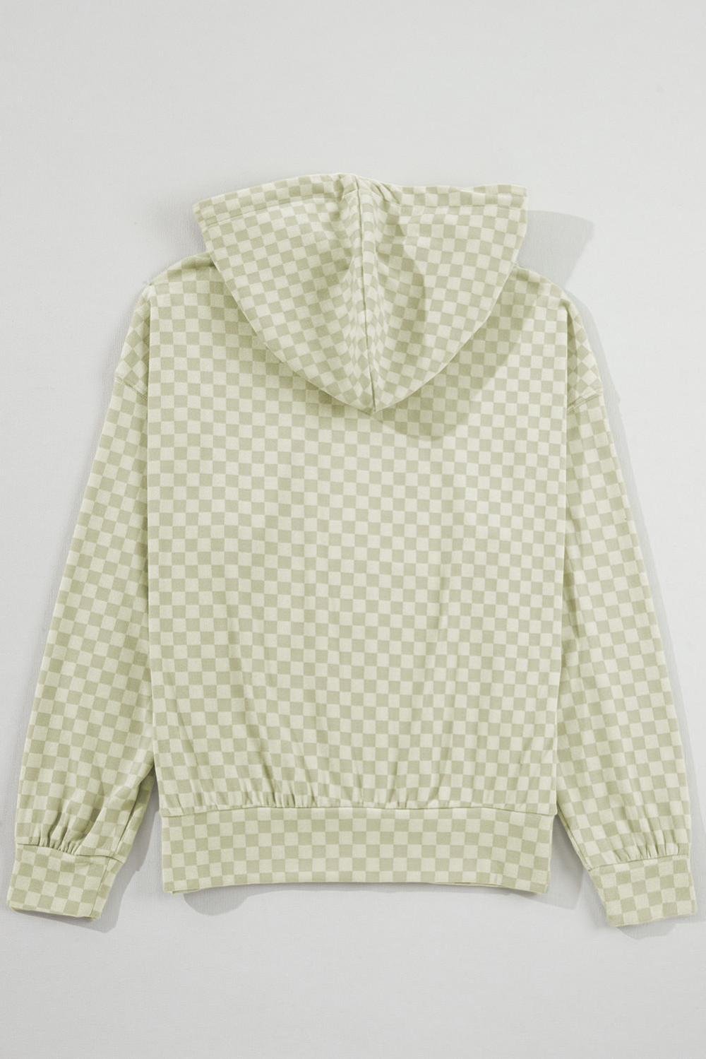 Sweatshirts & Hoodies | Women Green Checkered Kangaroo Pocket Hoodie