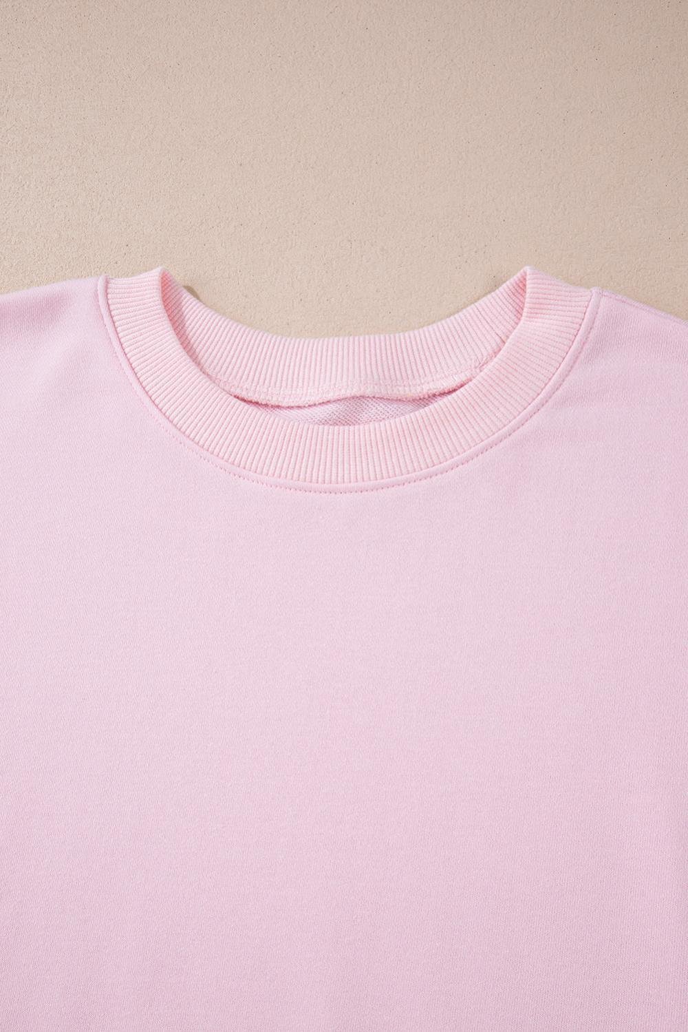 Sweatshirts & Hoodies | Women Light Pink Color Block Batwing Sleeve Loose Fit Sweatshirt