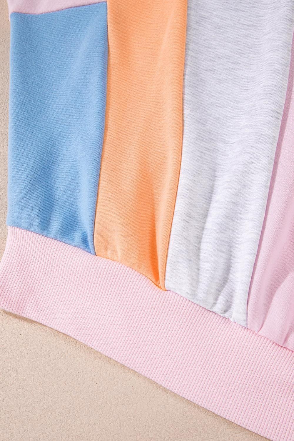 Sweatshirts & Hoodies | Women Light Pink Color Block Batwing Sleeve Loose Fit Sweatshirt