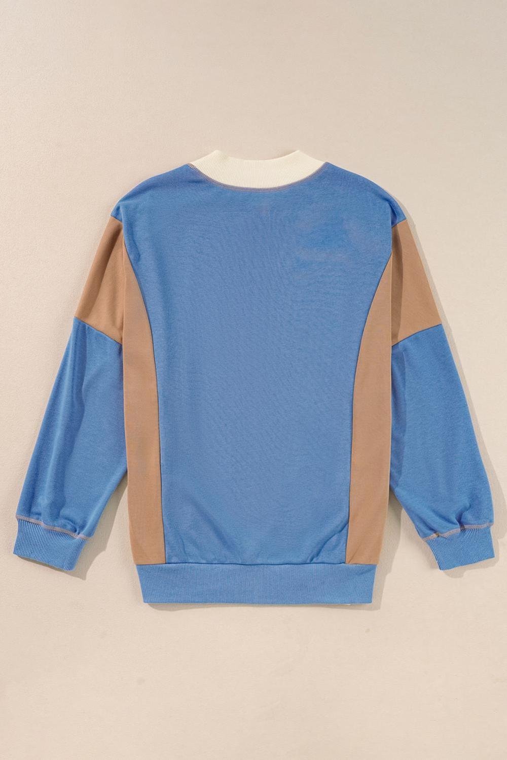 Sweatshirts & Hoodies | Women Sky Blue Colorblock Exposed Seam Patchwork Oversized Sweatshirt
