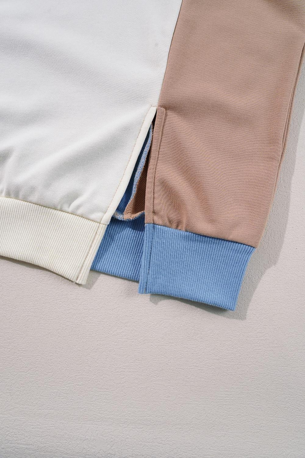 Sweatshirts & Hoodies | Women Sky Blue Colorblock Exposed Seam Patchwork Oversized Sweatshirt