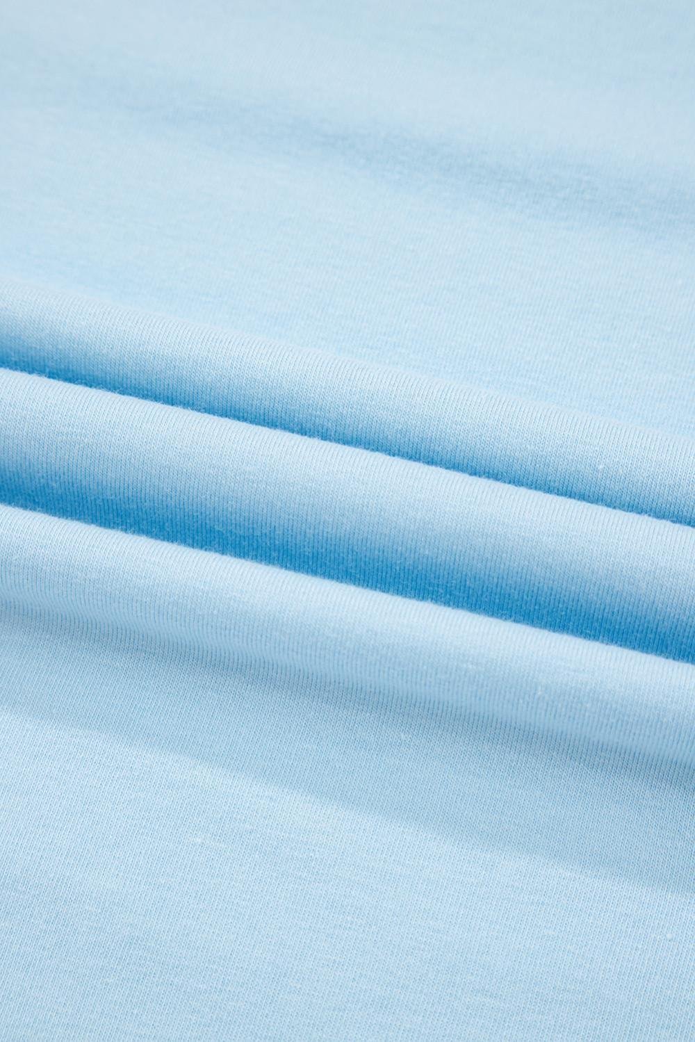 T Shirts | Women Light Blue Solid Color Basic Crew Neck Tee