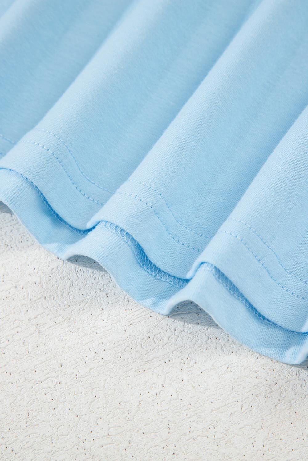 T Shirts | Women Light Blue Solid Color Basic Crew Neck Tee